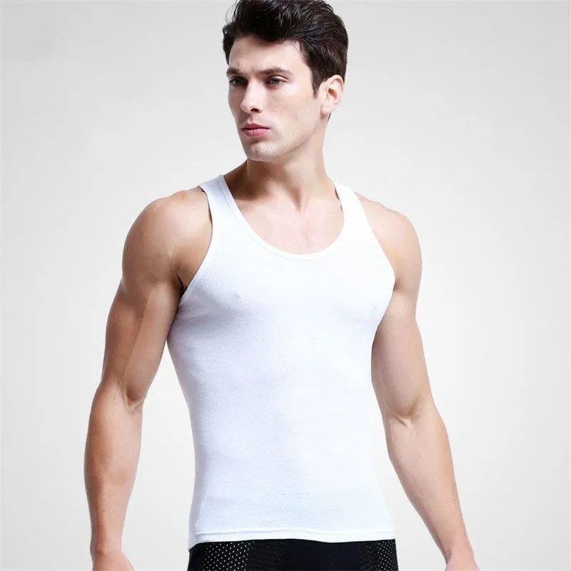 1 Pcs Men Cotton Tank Tops Underwear Mens Undershirt Transparent Shirts Male Bodyshaper Fitness Wres