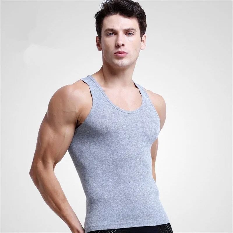 1 Pcs Men Cotton Tank Tops Underwear Mens Undershirt Transparent Shirts Male Bodyshaper Fitness Wres