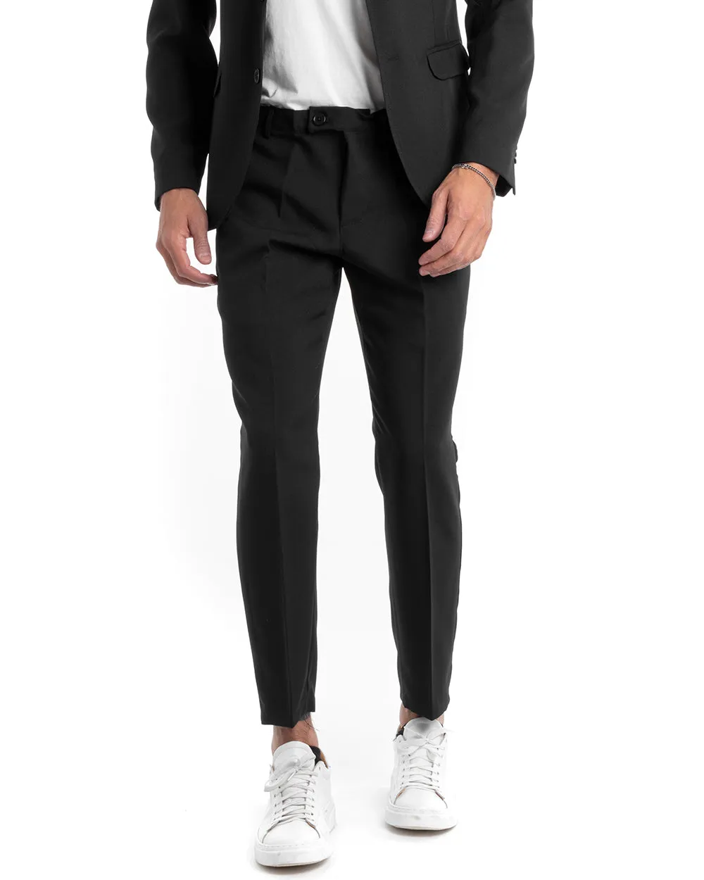 Abito Uomo Monopetto Completo Viscosa Nero Sartoriale Giacca Pantaloni Elegante Casual GIOSAL-OU2120A