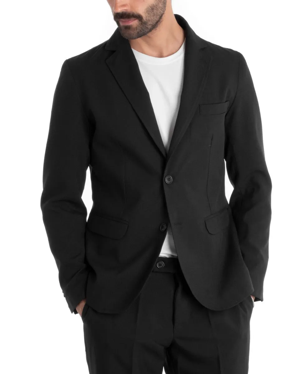 Abito Uomo Monopetto Completo Viscosa Nero Sartoriale Giacca Pantaloni Elegante Casual GIOSAL-OU2120A