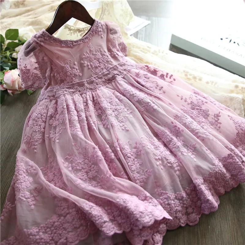 Baby Girls Lace Tulle Birthday Wedding Dress