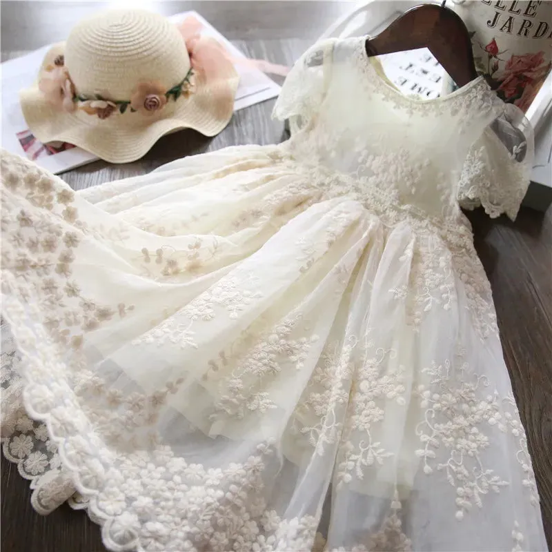 Baby Girls Lace Tulle Birthday Wedding Dress