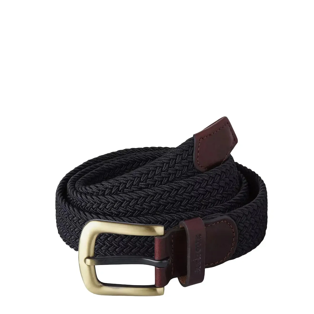 Barbour Stretch Webbing Leather Belt Navy