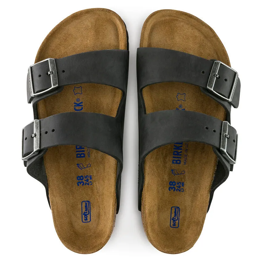 Birkenstock UNISEX Arizona Soft Footbed Oiled Leather (Black - Wide Fit)