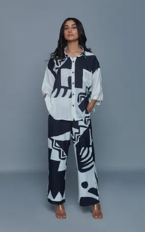 Black and White Abstract Printed Co-ord Set