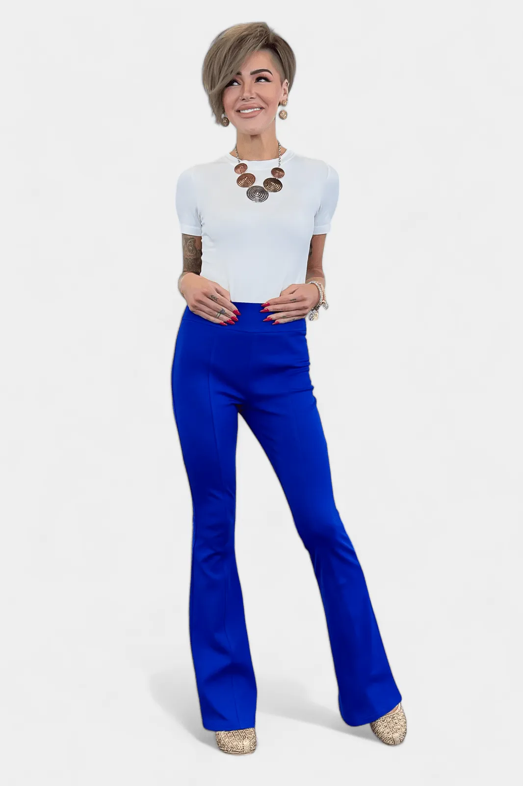 Blue High Waisted Flare Pants [NO RETURNS]