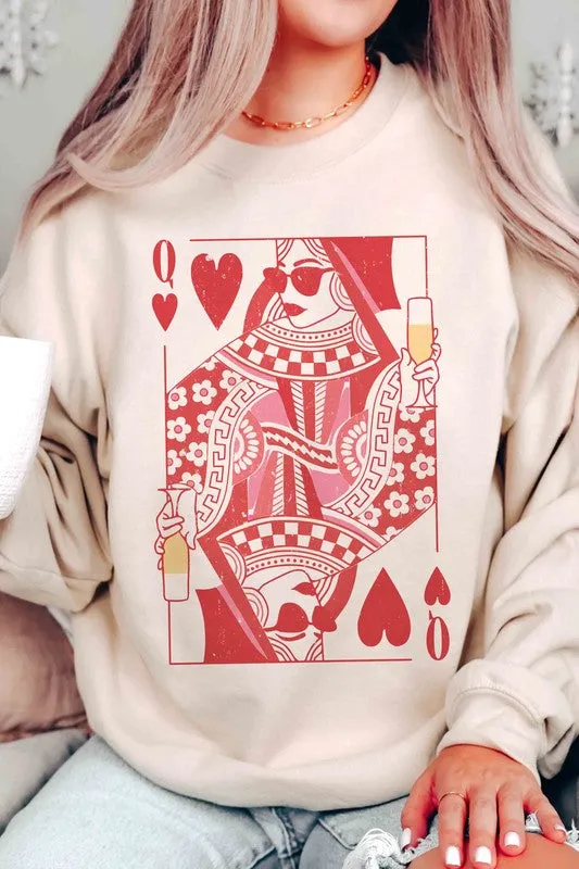 CHAMPAGNE QUEEN OF HEARTS GRAPHIC SWEATSHIRT