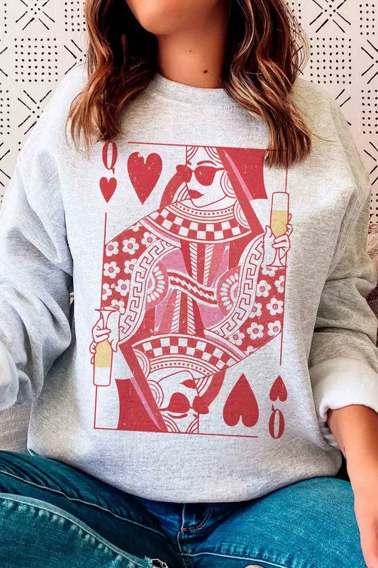 CHAMPAGNE QUEEN OF HEARTS GRAPHIC SWEATSHIRT