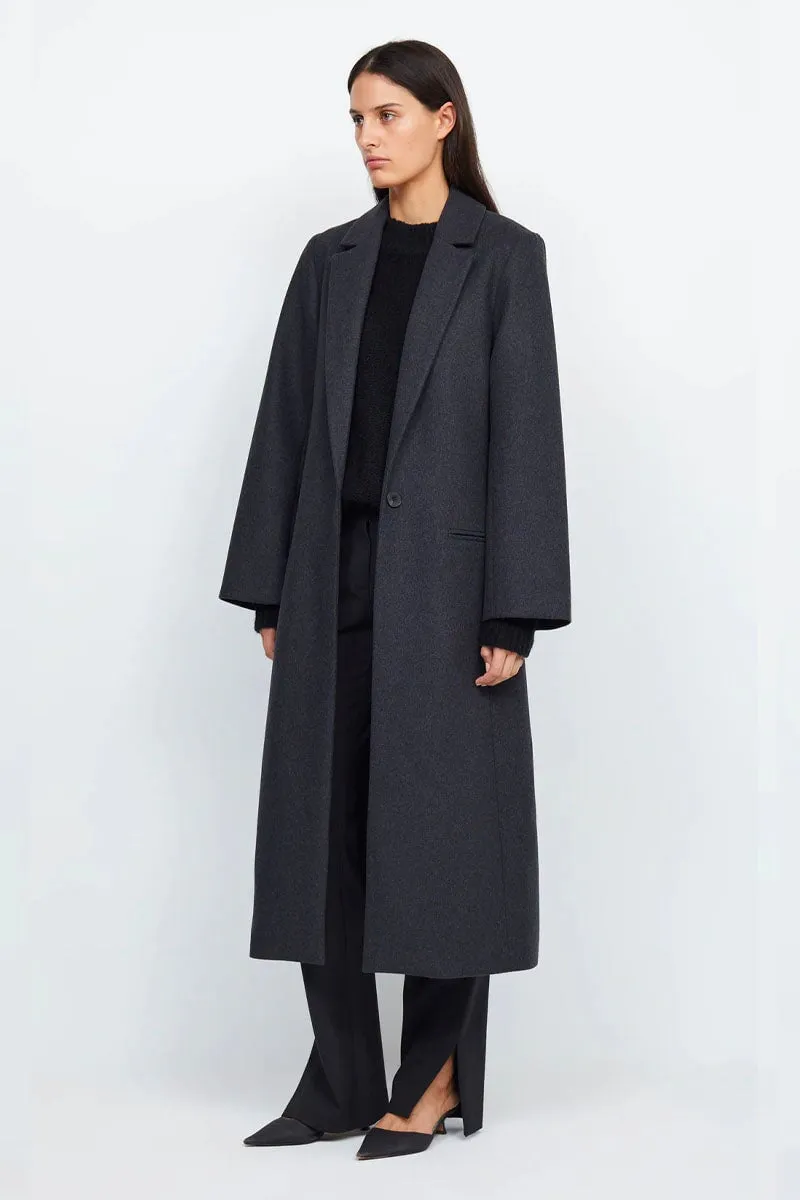 CHARLIE LONGLINE COAT-CHARCOAL