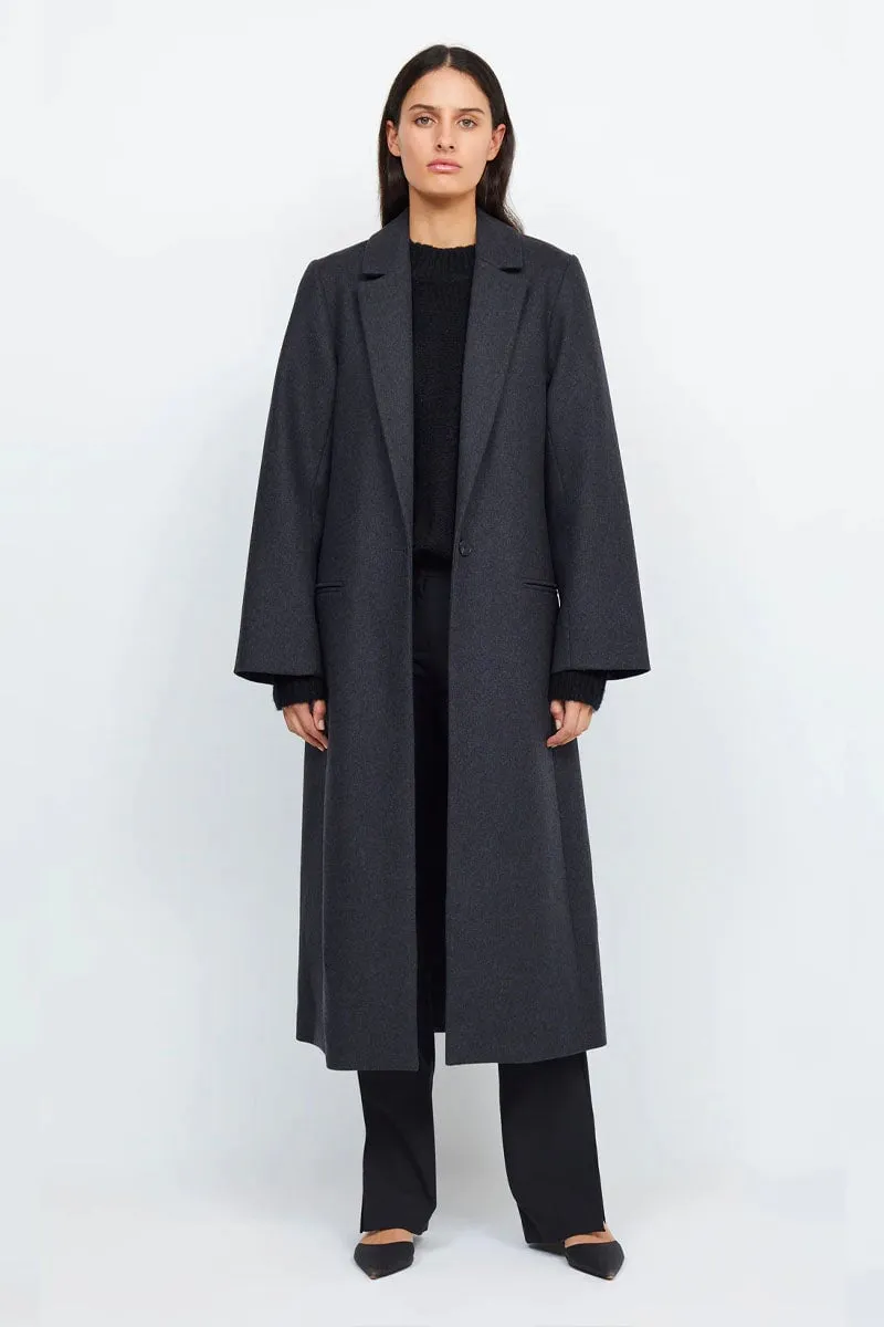 CHARLIE LONGLINE COAT-CHARCOAL