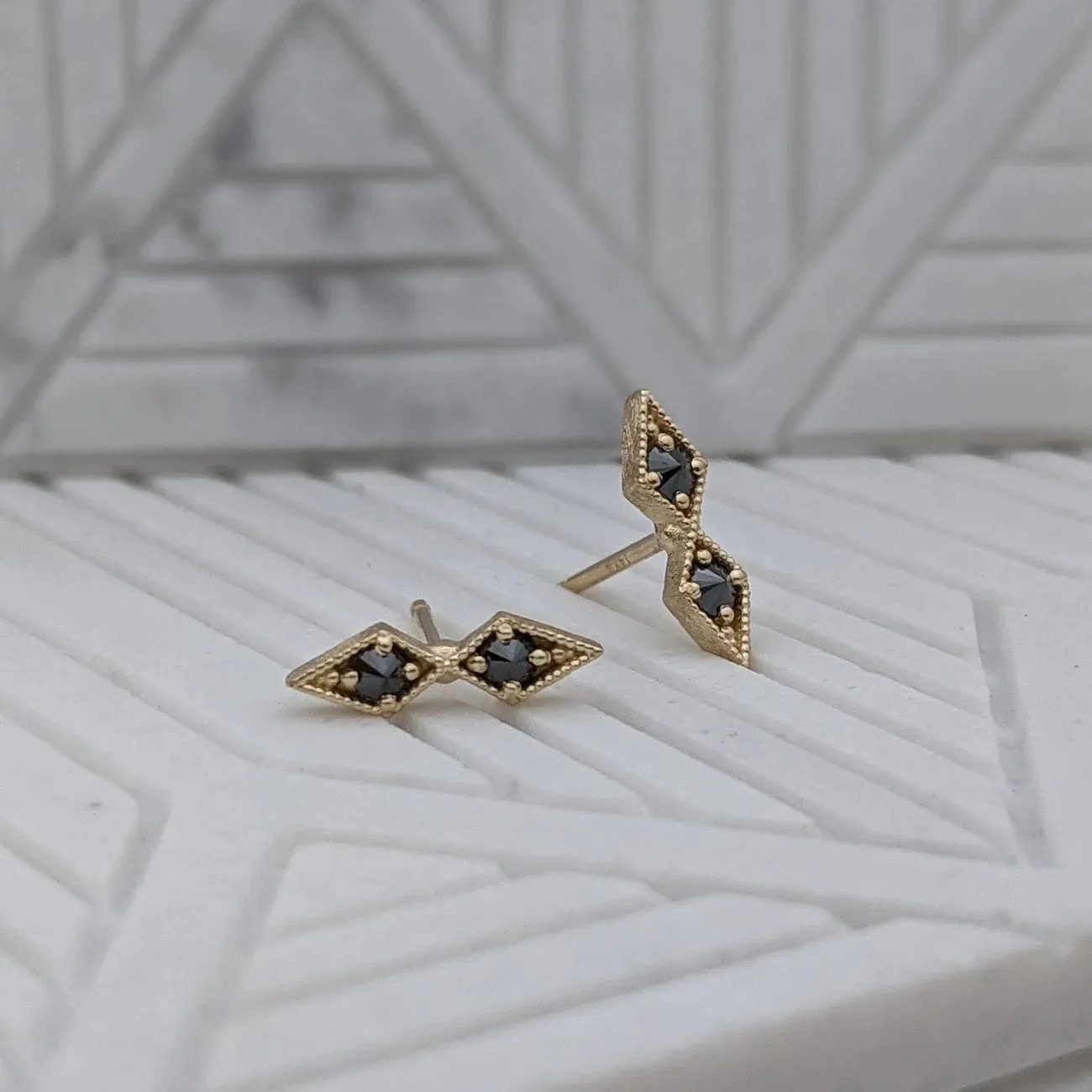 Double Star Studs, Black Diamonds