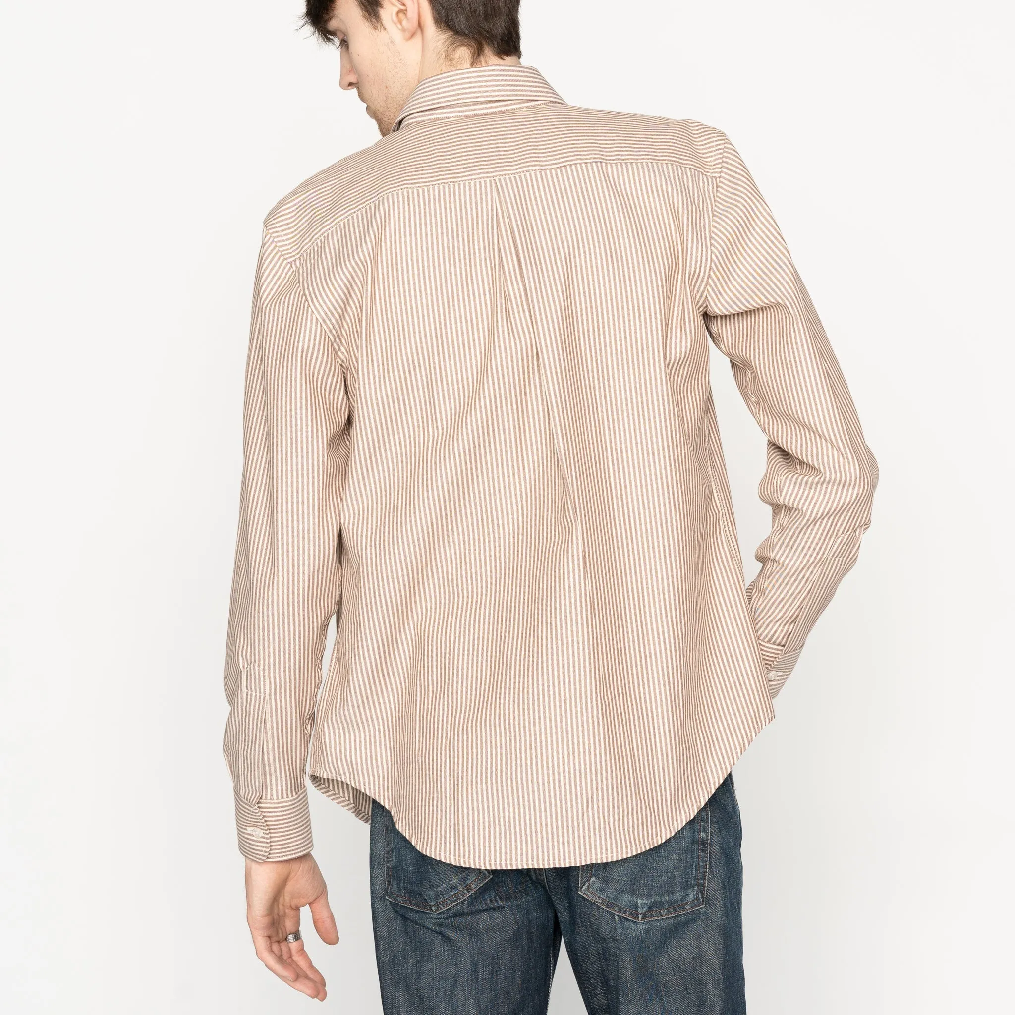 Easy Shirt  - Soft Finish Classic Stripe - Cream   Brown