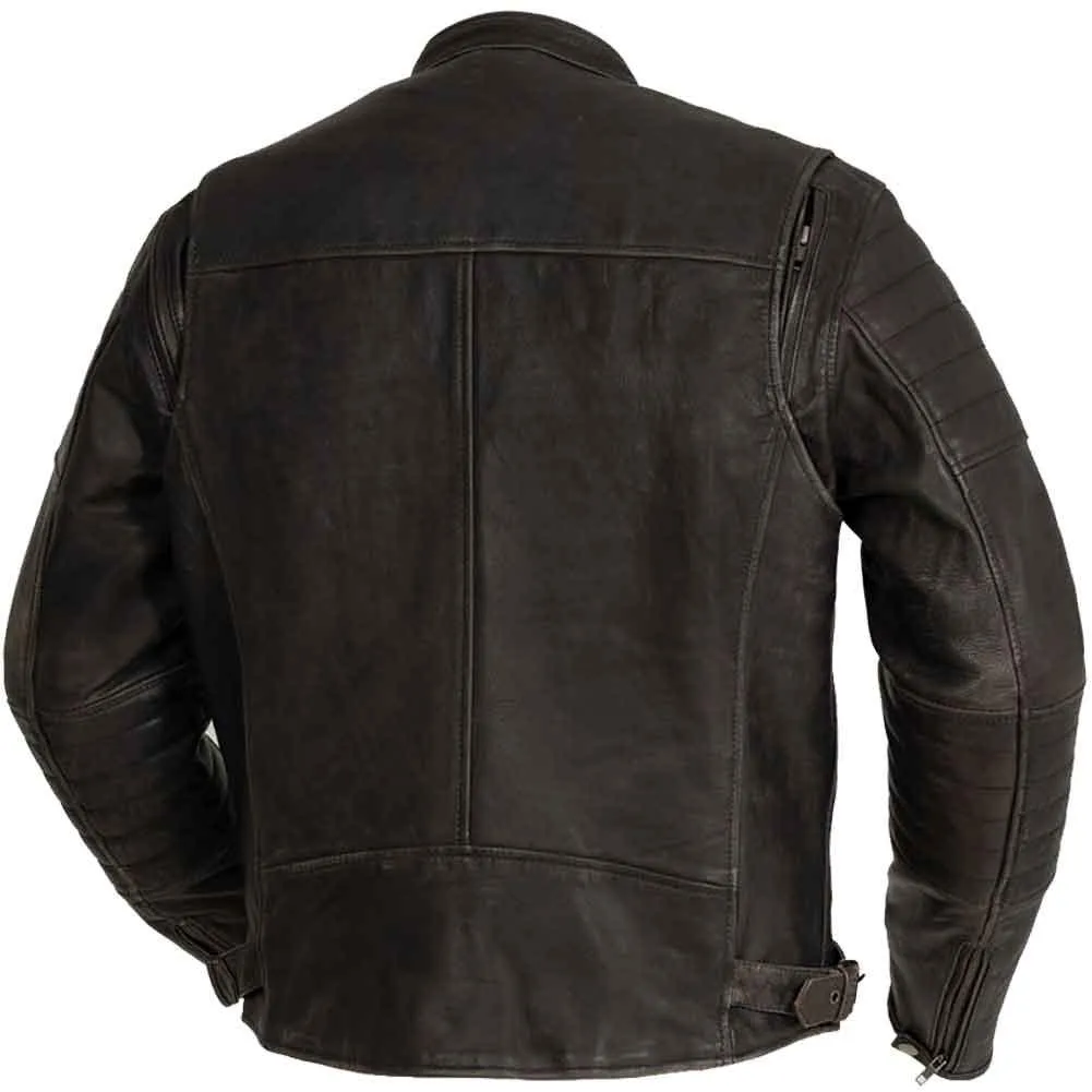 First Mfg Mens Commuter Vented Leather Motorcycle Jacket