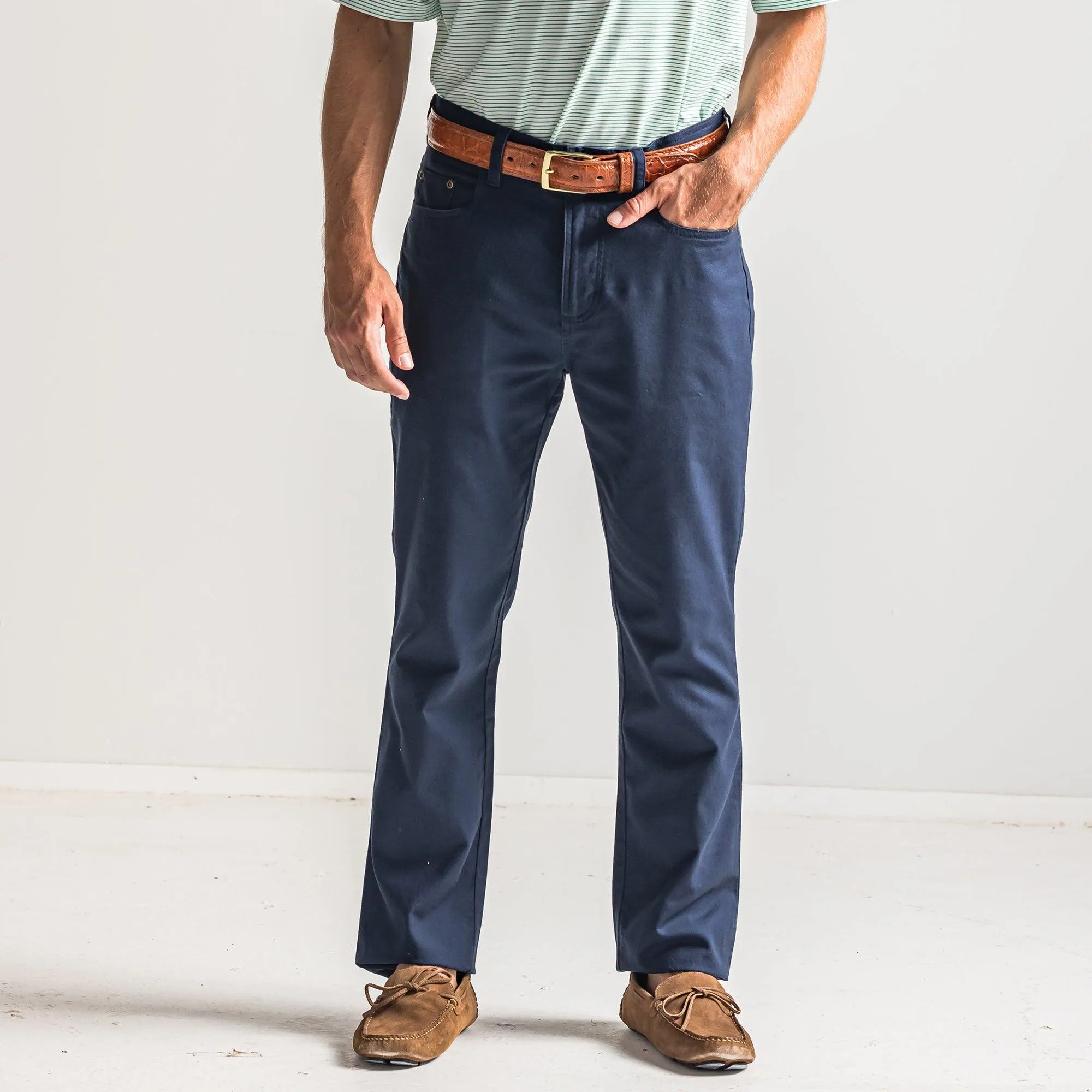 Flex Micro Canvas Five Pocket Stretch Pant Navy