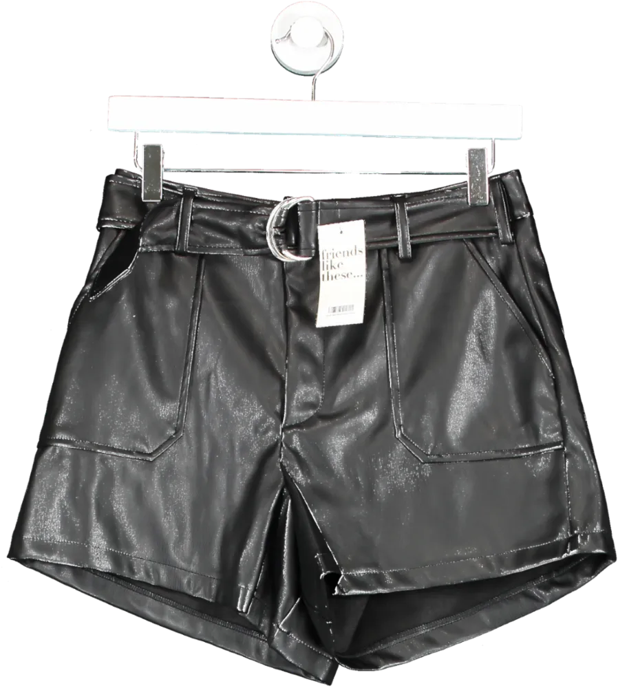 Friends like these Black Pu High Waist Shorts UK 10