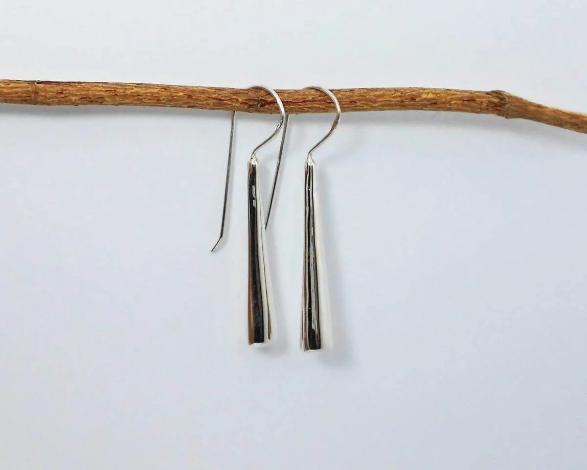 Geometric Threader Earrings In Sterling Silver, Womens Silver Earrings 46mm