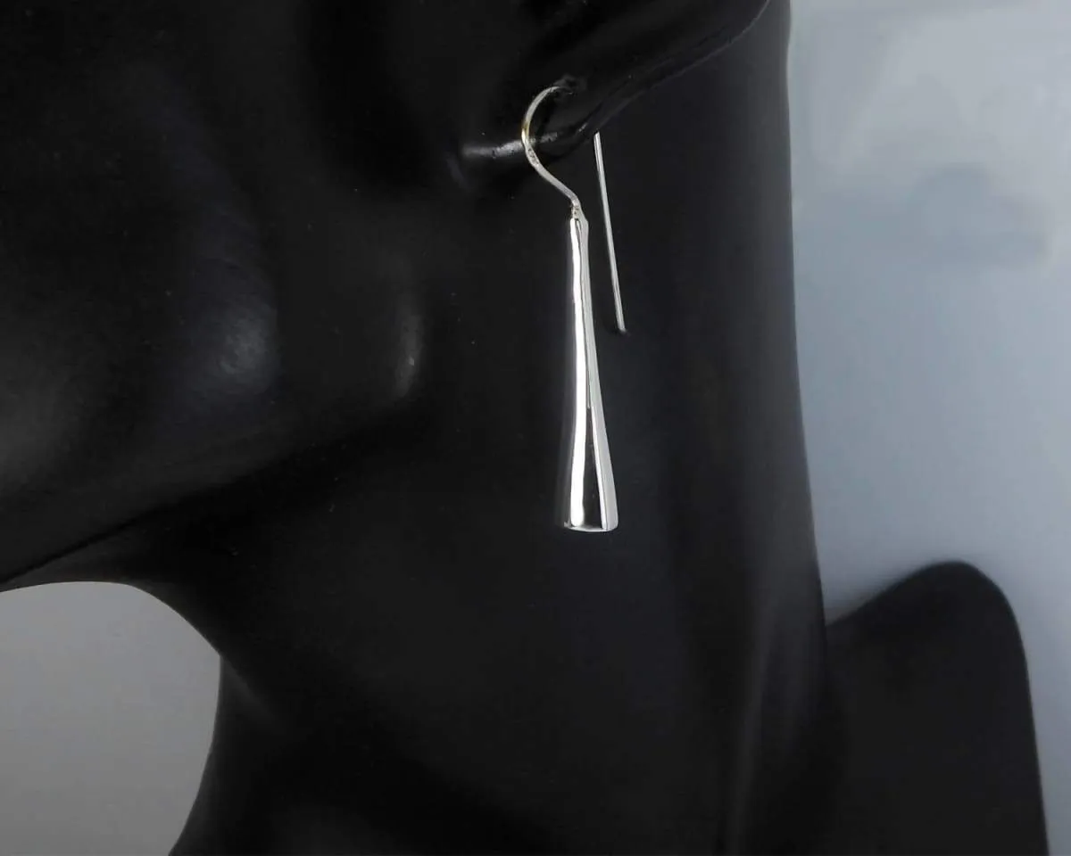 Geometric Threader Earrings In Sterling Silver, Womens Silver Earrings 46mm