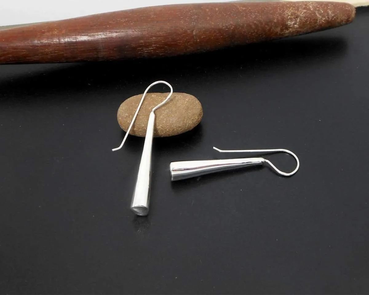 Geometric Threader Earrings In Sterling Silver, Womens Silver Earrings 46mm