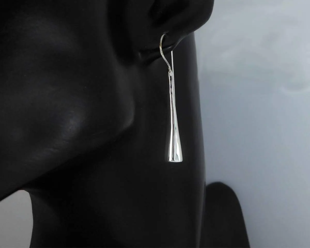 Geometric Threader Earrings In Sterling Silver, Womens Silver Earrings 46mm