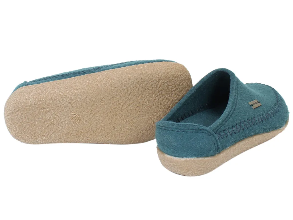 Haflinger Felt Clogs Blizzard Credo Teal