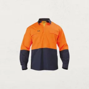 Hi Vis Closed Front Two Tone Drill Long Sleeve Shirt