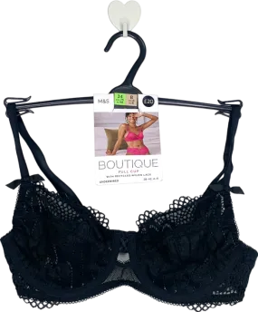 M&S Black Full Cup With Recycled Nylon Lace UK 34B