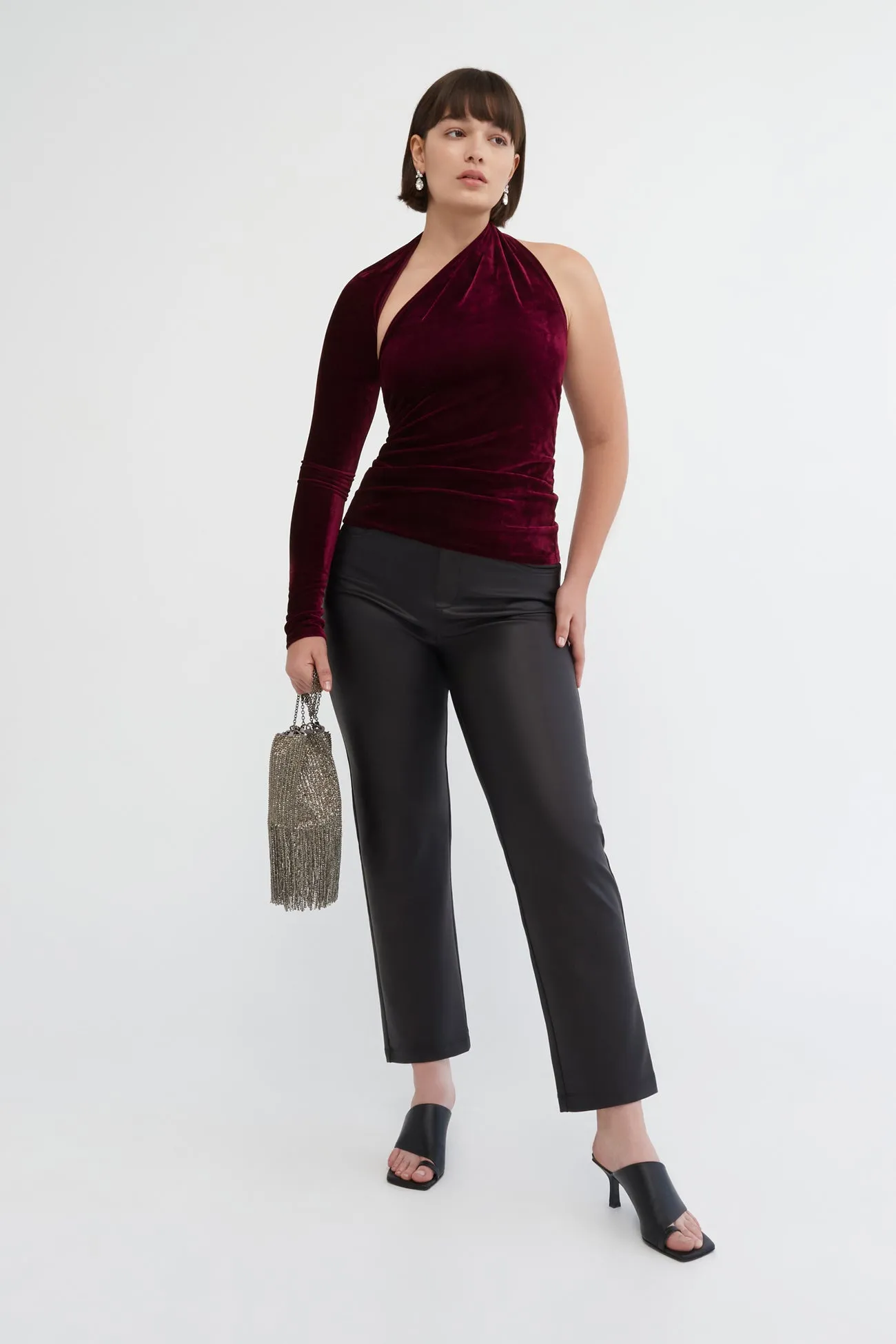 Manhattan Velvet One Shoulder Top