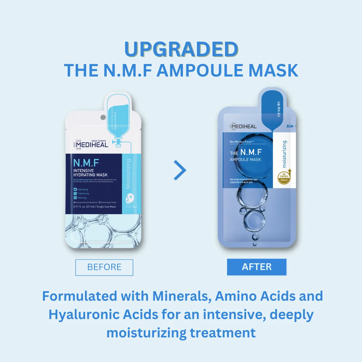 MEDIHEAL NMF Ampoule Masks 10 Sheets Moisturizing Dry Facial Skincare