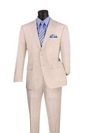 MEN'S 2PC SEERSUCKER MODERN FIT SUIT IN TAN PINSTRIPE