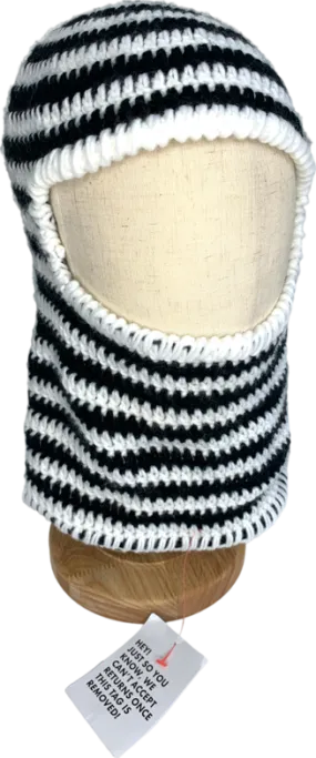 SNO Black Knitted Stripe Baleclava One Size