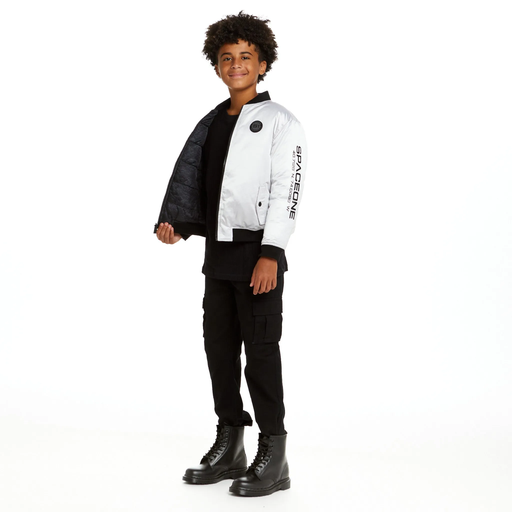 SPACEONE x Andy & Evan| Reversible Bomber Jacket | Galaxy White