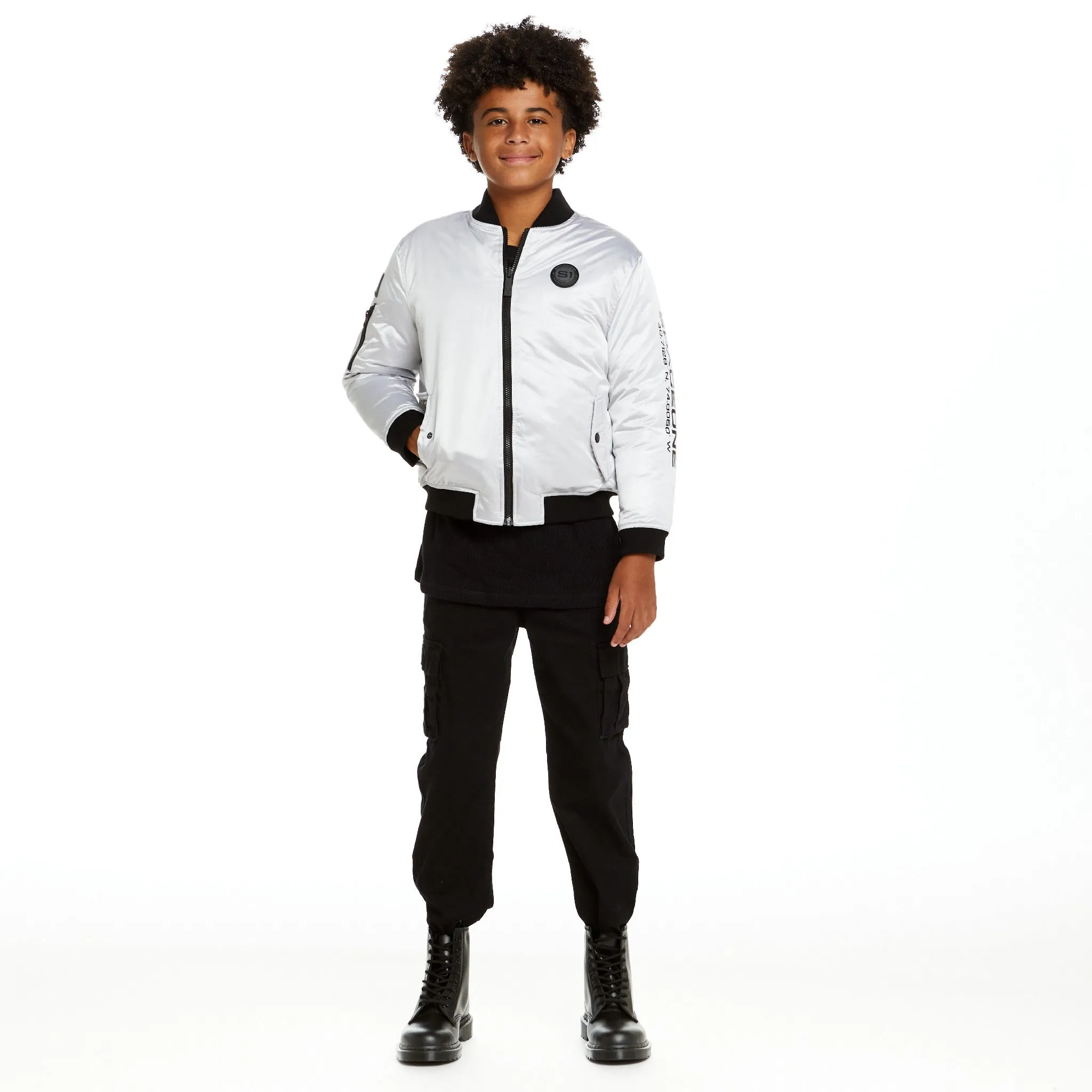 SPACEONE x Andy & Evan| Reversible Bomber Jacket | Galaxy White