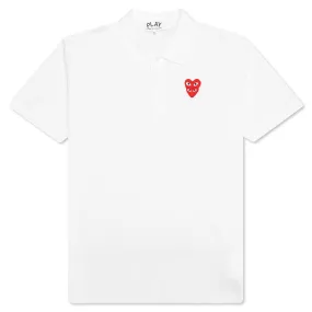 Stacked Heart Polo Shirt - White