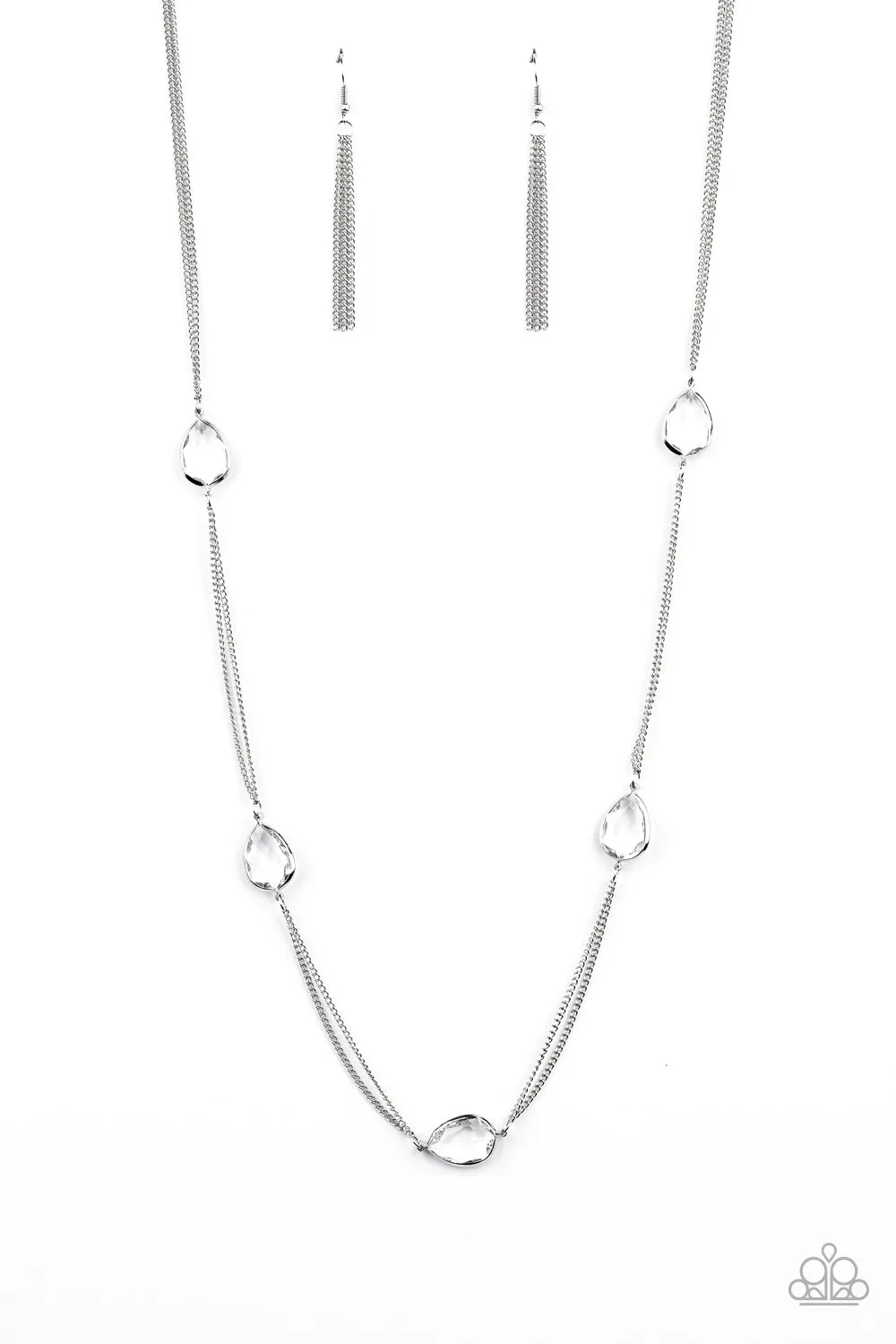 Teardrop Timelessness White Necklace Set